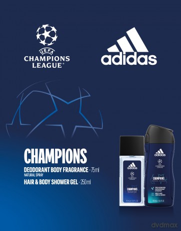 Adidas Zestaw prezentowy Champions (dezodorant atomizer 75 ml+żel pod prysznic 250 ml)