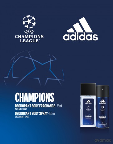 Adidas Zestaw prezentowy Champions (dezodorant spray 150 ml+dezodorant atomizer 75 ml)