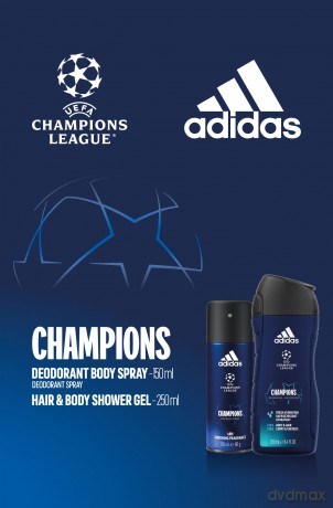 Adidas Zestaw prezentowy Champions (dezodorant spray 150 ml+żel pod prysznic 250 ml)