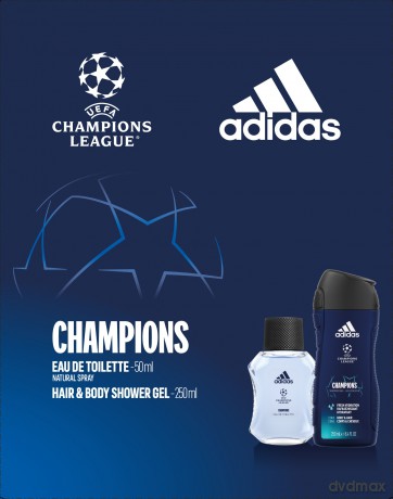 Adidas Zestaw prezentowy Champions (woda toaletowa 50 ml+żel pod prysznic 250 ml)
