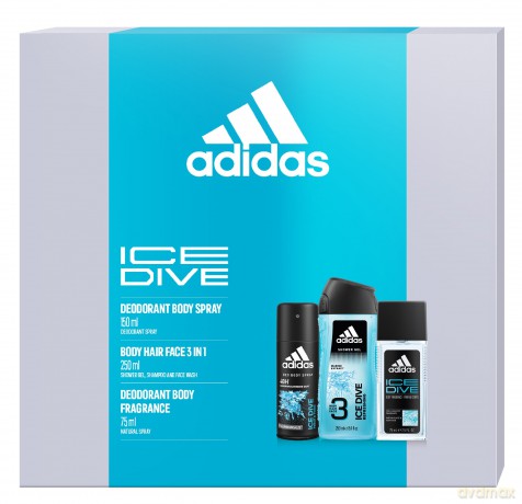 Adidas Zestaw prezentowy Ice Dive (dezodorant spray 150 ml+deo atomizer 75 ml+żel pod prysznic 250 ml)