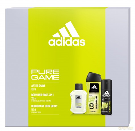 Adidas Zestaw prezentowy Pure Game (woda po goleniu 100 ml+dezodorant spray 150 ml+żel pod prysznic 250 ml)