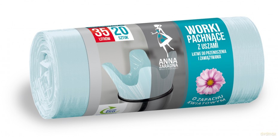 ANNA ZARADNA Worki na śmieci z uszami - zapach KWIATOWY 35L-20 szt