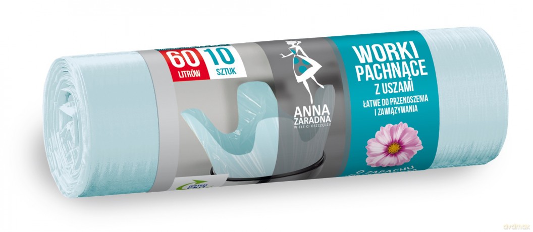ANNA ZARADNA Worki na śmieci z uszami - zapach KWIATOWY 60L-10 szt
