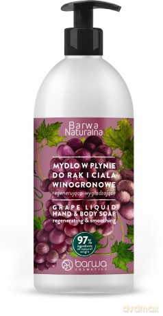 BARWA Naturalna Winogrono Mydło w płynie do rąk i ciała regenerująco-wygładzające 500 ml
