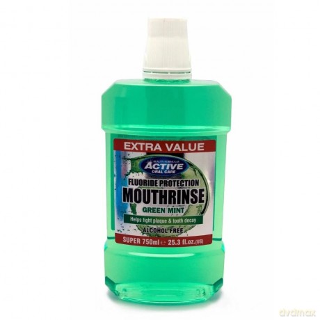 Beauty Formulas Active Oral Care Płyn do płukania jamy ustnej z fluorem Green Mint - bez alkoholu 750 ml