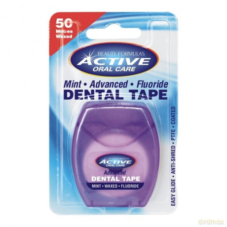 Beauty Formulas Active Oral Care Taśma dentystyczna woskowana z fluorem - miętowa-50m