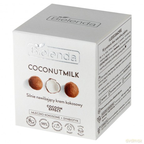 Bielenda Coconut Milk Silnie Nawilżający Krem kokosowy Cocoon Effect na dzień i noc 50 ml