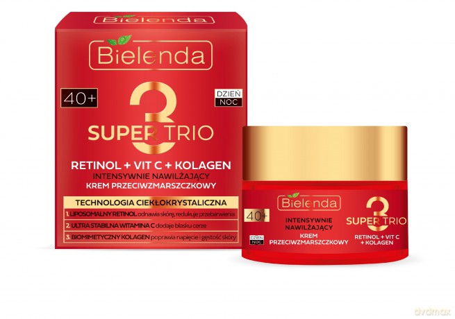 Bielenda Super Trio 40+ Intensywnie Nawilżający Krem przeciwzmarszczkowy na dzień i noc 50 ml