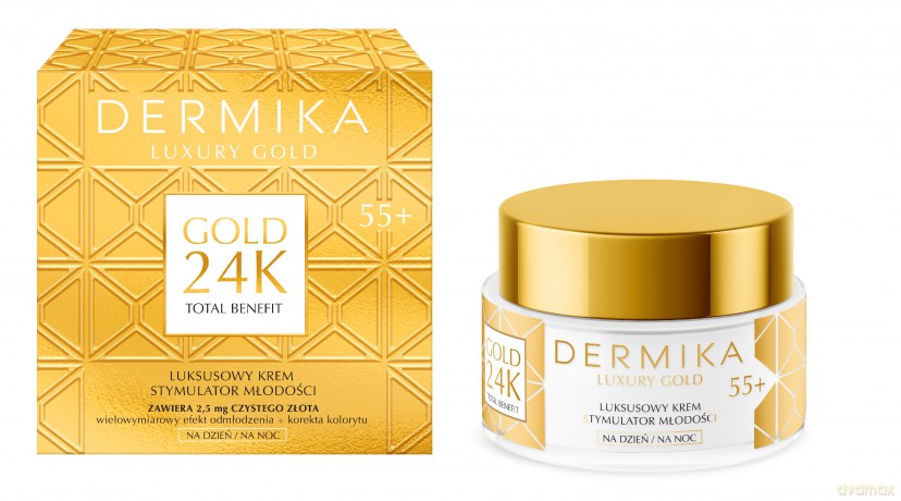Dermika Luxury Gold 24K Total Benefit 55+ Luksusowy Krem - Stymulator Młodości na dzień i noc 50 ml
