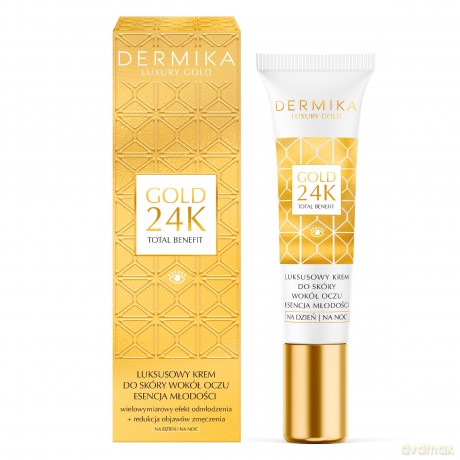 Dermika Luxury Gold 24K Total Benefit Luksusowy Krem do skóry wokół oczu - Esencja Młodości na dzień i noc 15 ml