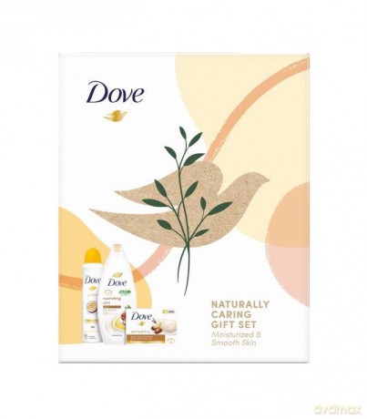 Dove Zestaw prezentowy Naturally Caring (deo spray 150 ml+żel pod prysznic 250 ml+kostka myjąca 90g)