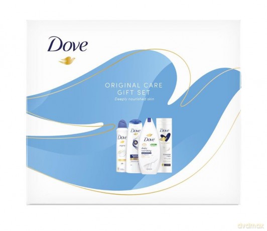 Dove Zestaw prezentowy Original Care (deo spray 150 ml+żel pod prysznic 250 ml+balsam do ciała 250 ml+szampon 250 ml)