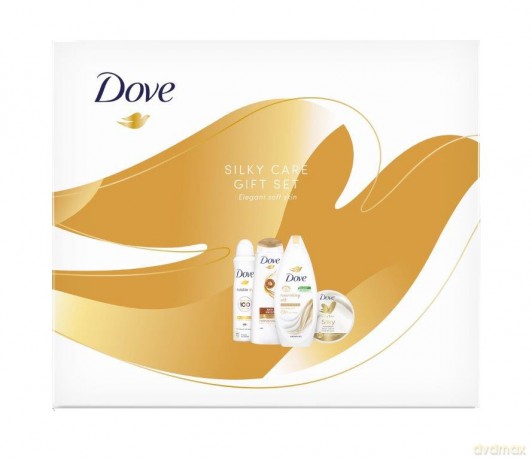 Dove Zestaw prezentowy Silky Care (deo spray 150 ml+żel pod prysznic 250 ml+krem do ciała 300 ml+szampon 250 ml)