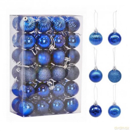 ECarla Bombki na choinkę - szafirowe (mix)-48 szt