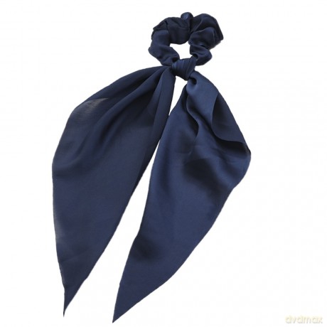 ECarla Gumka-apaszka do włosów scrunchie - długa granatowa