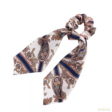 ECarla Gumka-apaszka do włosów scrunchie - długa kremowo-złota