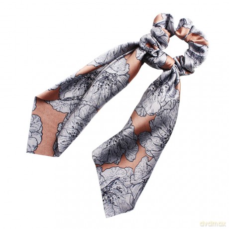 ECarla Gumka-apaszka do włosów scrunchie - długa szaro-złota