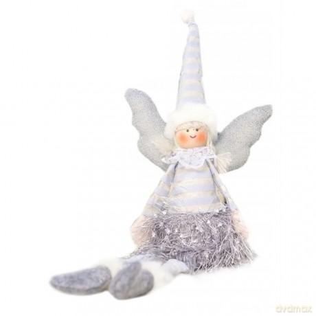 ECarla Ozdoba świąteczna - Siedzący Anioł - dziewczynka (szary) 38cm