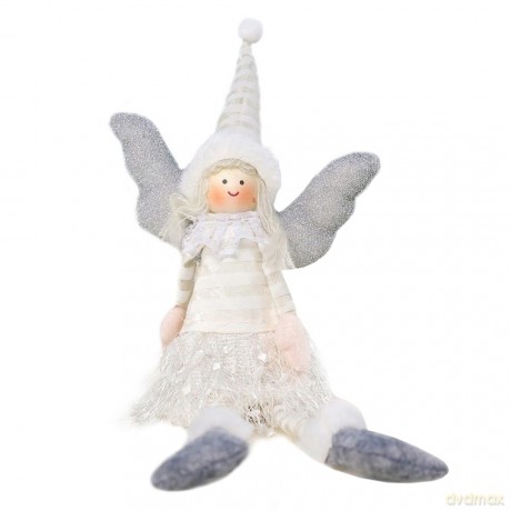 ECarla Ozdoba świąteczna - Siedzący Anioł (biały) 38cm