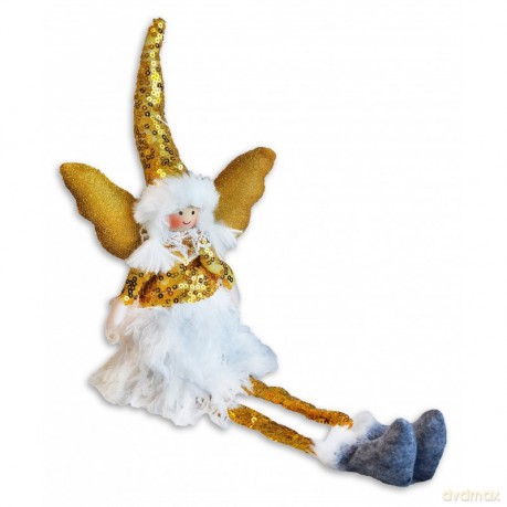 ECarla Ozdoba świąteczna - Siedzący Anioł (złoty) 34cm