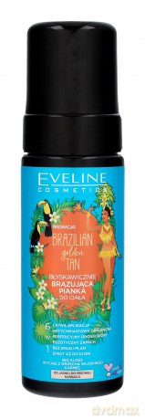 Eveline Brazilian Body Golden Tan Błyskawicznie Brązująca Pianka do ciała 6w1 - od jasnej do średniej karnacji 150 ml