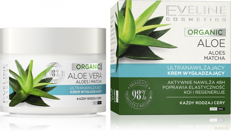 Eveline Organic Aloe Ultranawilżający Krem wygładzający na dzień i noc - każdy rodzaj cery 50 ml