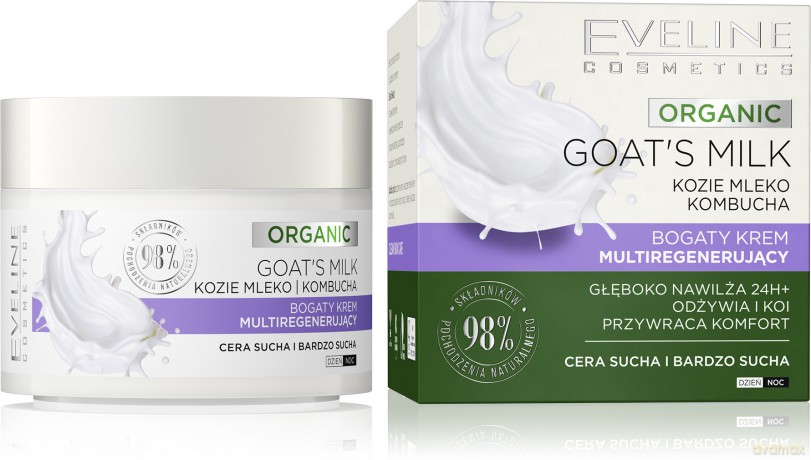 Eveline Organic Goat`s Milk Bogaty Krem multiregenerujący na dzień i noc - cera sucha i bardzo sucha 50 ml