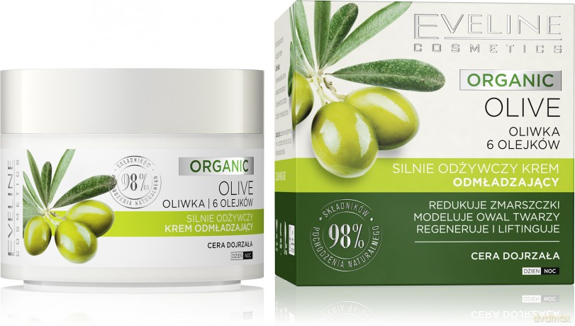Eveline Organic Olive Silnie Odżywczy Krem odmładzający na dzień i noc - cera dojrzała 50 ml