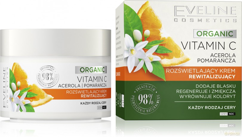 Eveline Organic Vitamin C Rozświetlający Krem rewitalizujący na dzień i noc - każdy rodzaj cery 50 ml