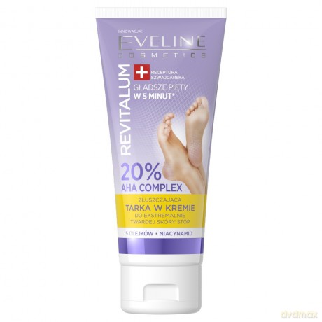 Eveline Revitalum Złuszczająca Tarka w kremie do ekstremalnie twardej skóry stóp - 20% AHA Complex 75 ml