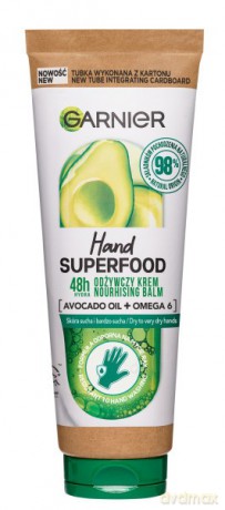Garnier Hand Superfood Odżywczy Krem do rąk Avocado Oil + Omega 6 - do skóry suchej i bardzo suchej 75 ml