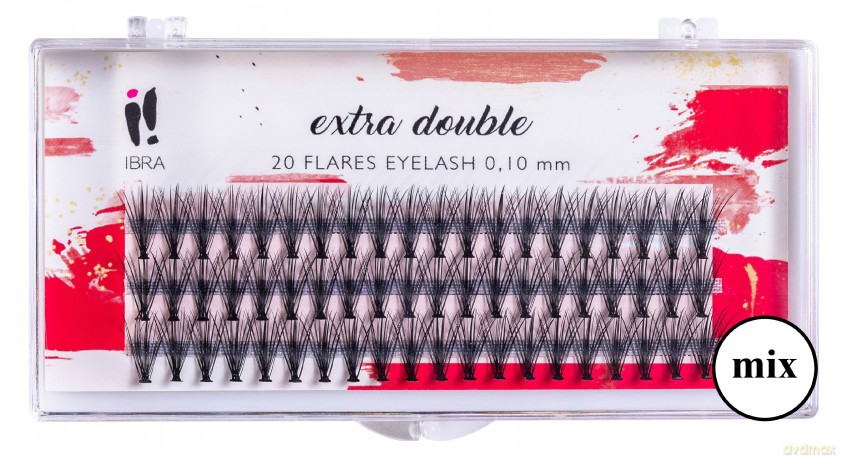 IBRA Kępki rzęs EXTRA DOUBLE C-0.10 - Mix (8,10 i 12mm)