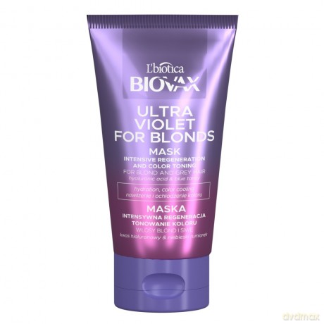 L`BIOTICA Biovax Ultra Violet for Blonds Maska Intensywna Regeneracja i Tonowanie Koloru do włosów blond i siwych 150 ml