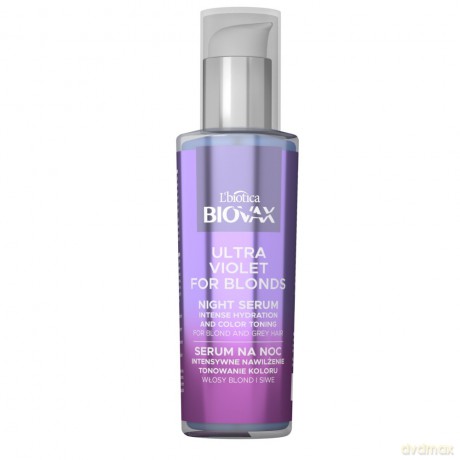 L`BIOTICA Biovax Ultra Violet for Blonds Serum na noc Intensywne Nawilżenie i Tonowanie Koloru do włosów blond i siwych 100 ml