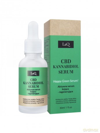 LaQ CBD Kannabidiol Serum Aktywne Serum kojąco-regenerujące Happy Green 30 ml