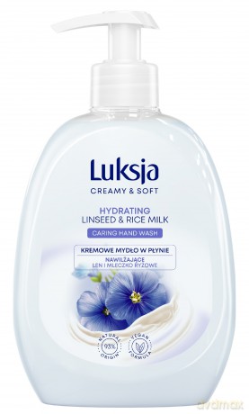 Luksja Creamy & Soft Nawilżające Kremowe Mydło w płynie Len i mleczko Ryżowe 500 ml