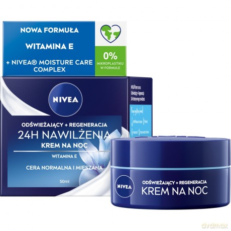 Nivea 24H Nawilżenia + Regeneracja Krem na noc - cera normalna i mieszana 50 ml