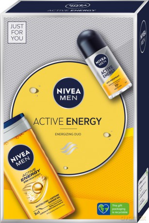 Nivea Men Zestaw prezentowy Active Energy (deo roll-on 50 ml+żel pod prysznic 250 ml)