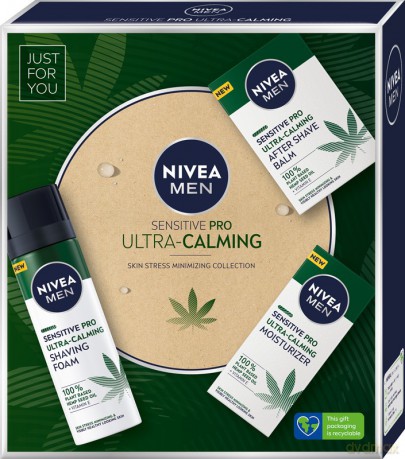 Nivea Men Zestaw prezentowy Sensitive Pro Ultra Calming (krem 75 ml+pianka do golenia 200 ml+balsam po goleniu 100 ml)