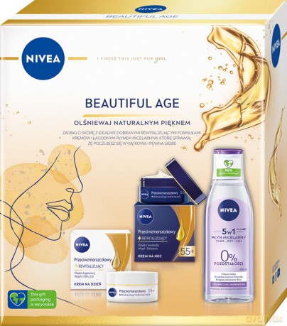 Nivea Zestaw prezentowy Beautiful Age (krem na dzień 50 ml+krem na noc 50 ml+płyn micelarny 200 ml)