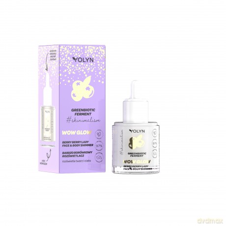 YOLYN Greenbiotic Ferment Bardzo Borówkowy Rozświetlacz do twarzy i ciała 20 ml