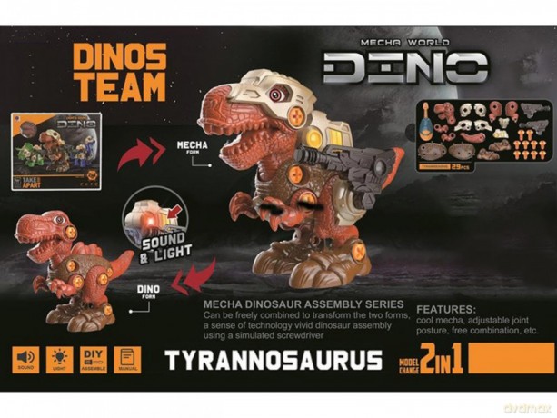 Figurka interaktywna Dino do skręcania 2w1 światło, dźwięk [FIGURKA]