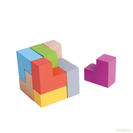 Gra układanka Kostka drewniana 3D w puszce [GRA]