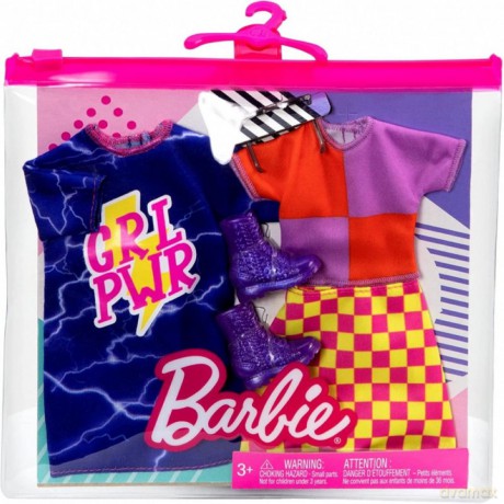 Ubranka Barbie Kolorowa koszulka ze spódnicą w kratę