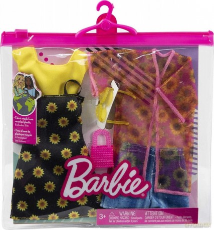 Ubranka Barbie koszulka, spodenki i kimono, słonecznikowa sukienka