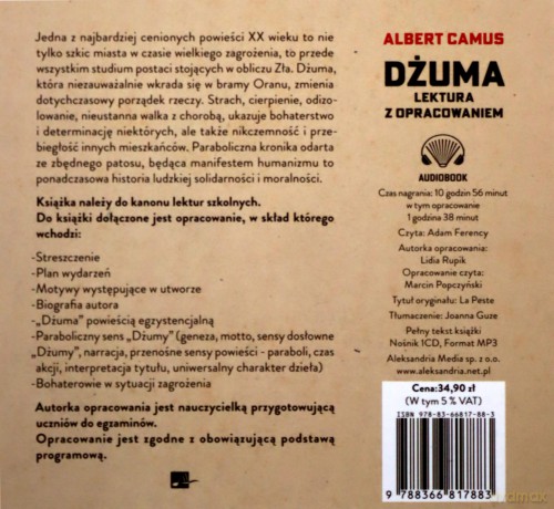 Dżuma. lektura z opracowaniem - Albert Camus, Lidia Rupik [AUDIOBOOK]