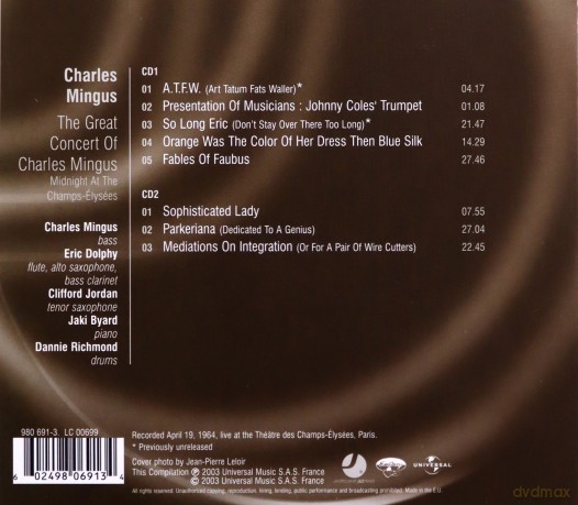 Charles Mingus: The Great Concert Of Ch.Mingus [2CD]