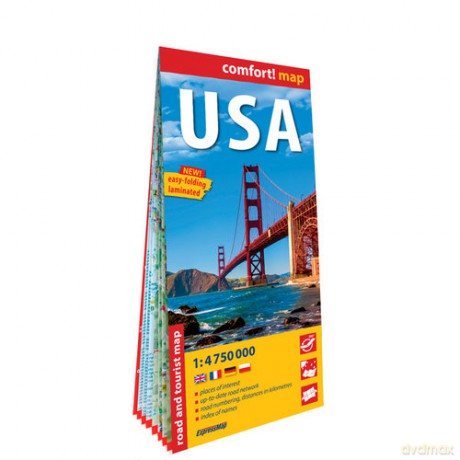 USA laminowana mapa samochodowo-turystyczna 1:4 750 000
