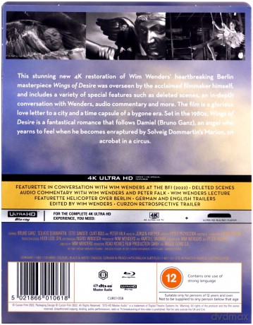 Wings Of Desire (steelbook) (Niebo nad Berlinem) [Blu-Ray 4K]